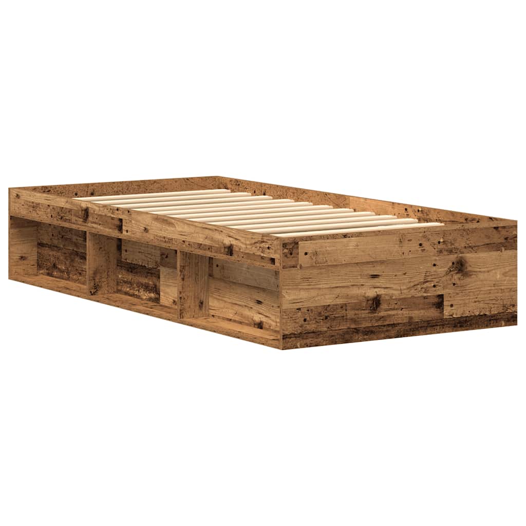 Bettgestell ohne Matratze Altholz-Optik 75x190 cm Holzwerkstoff