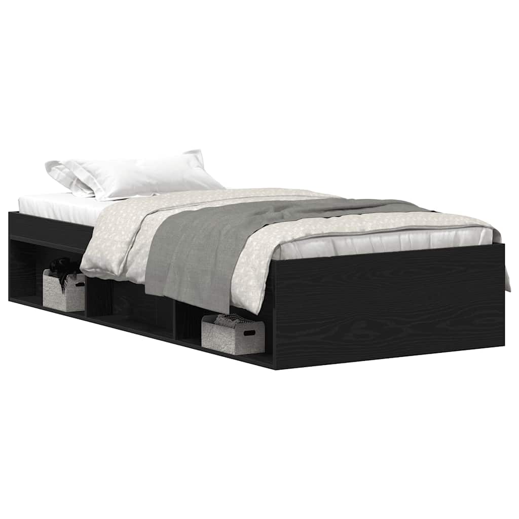 Bettgestell ohne Matratze Schwarz Eichen-Optik 75x190 cm