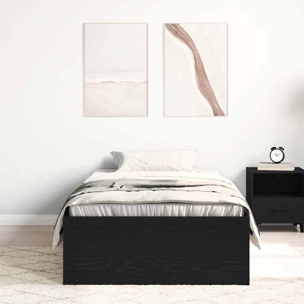 Bettgestell ohne Matratze Schwarz Eichen-Optik 75x190 cm