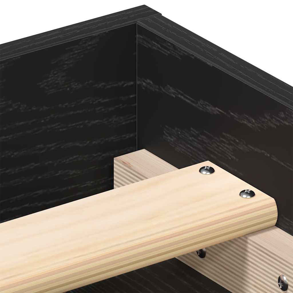 Bettgestell ohne Matratze Schwarz Eichen-Optik 75x190 cm