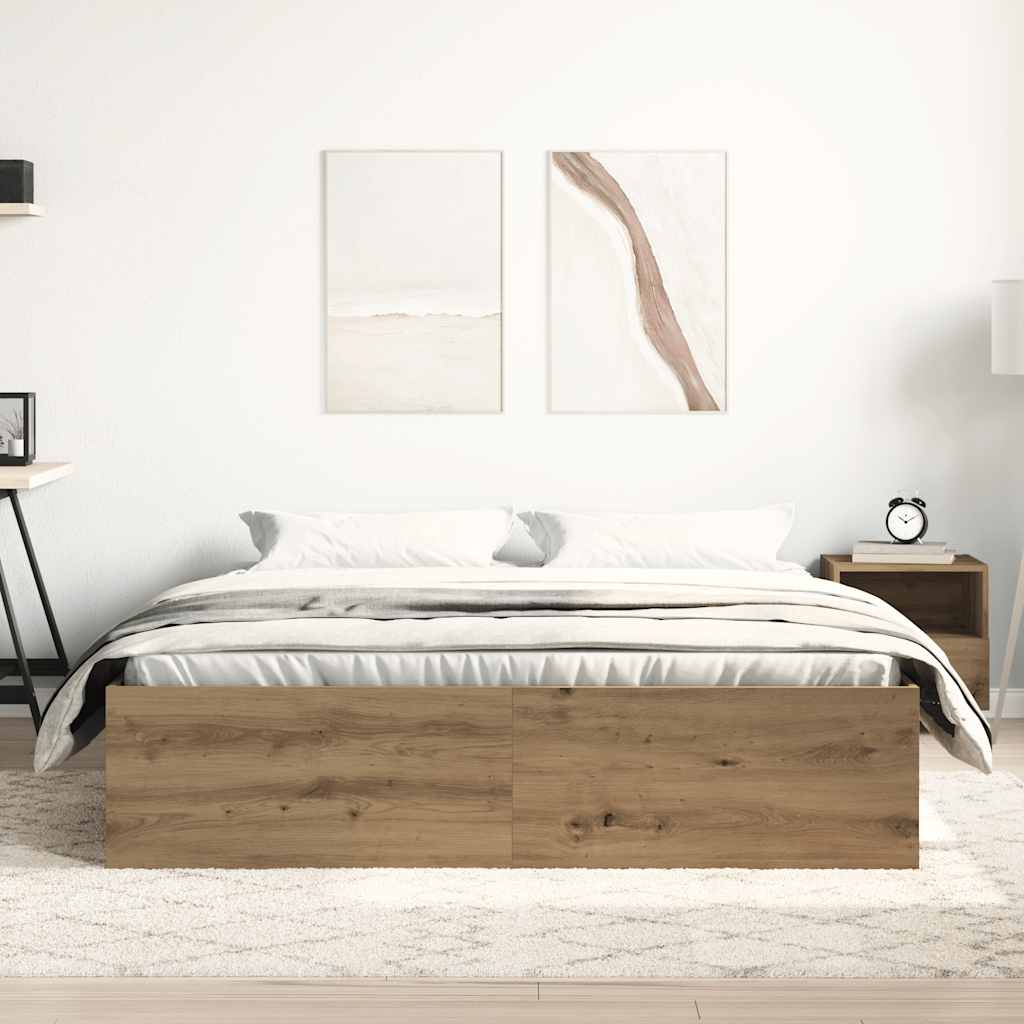 Bettgestell ohne Matratze Artisan-Eiche 150x200cm Holzwerkstoff