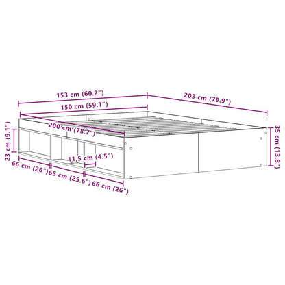 Bettgestell ohne Matratze Artisan-Eiche 150x200cm Holzwerkstoff