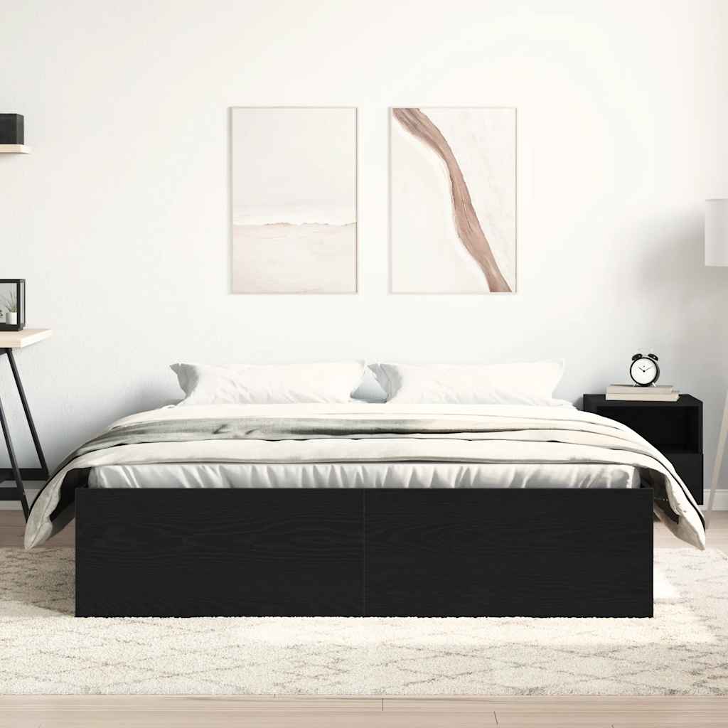 Bettgestell ohne Matratze Schwarz Eichen-Optik 150x200 cm