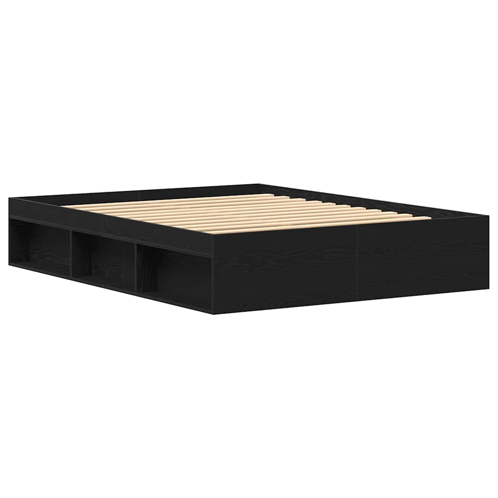 Bettgestell ohne Matratze Schwarz Eichen-Optik 150x200 cm