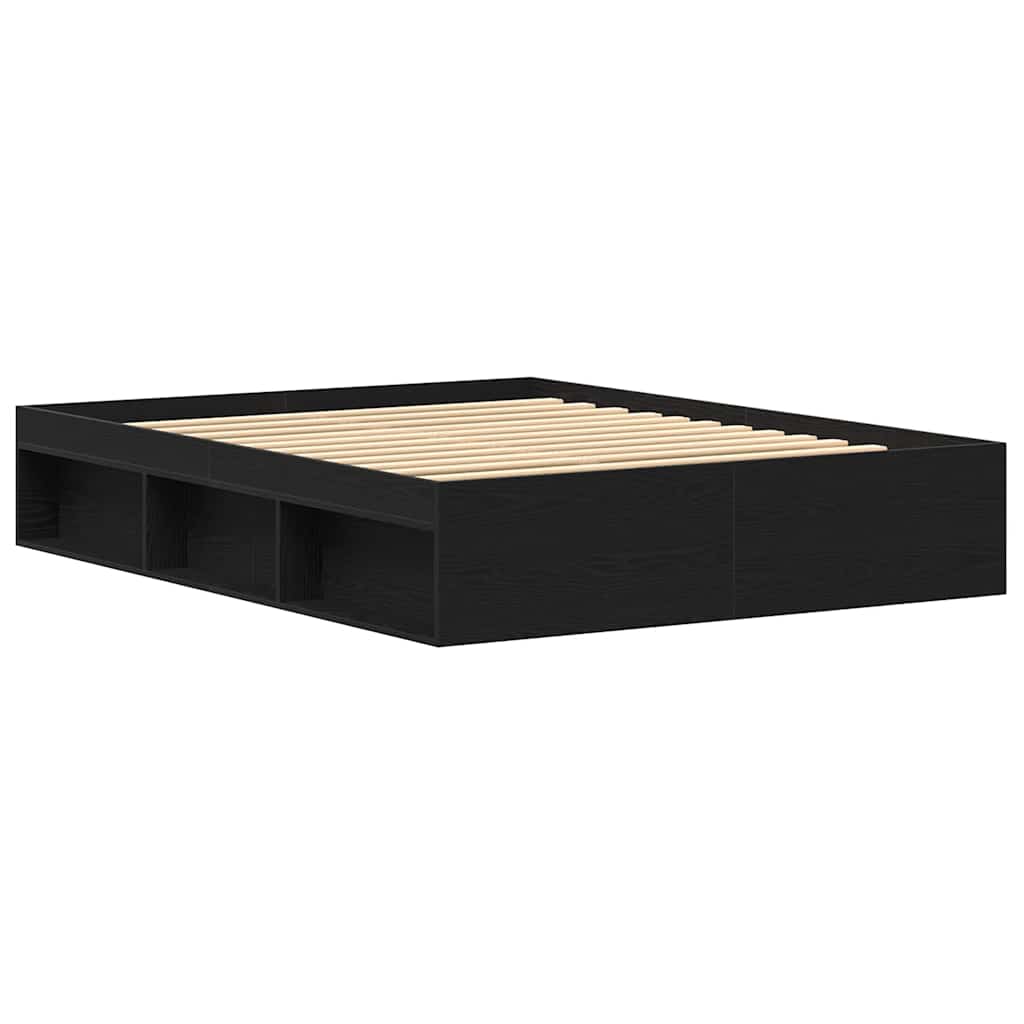 Bettgestell ohne Matratze Schwarz Eichen-Optik 150x200 cm
