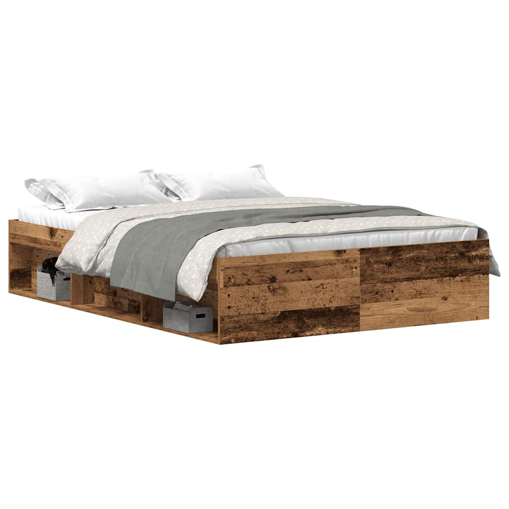 Bettgestell ohne Matratze Altholz-Optik 135x190cm Holzwerkstoff