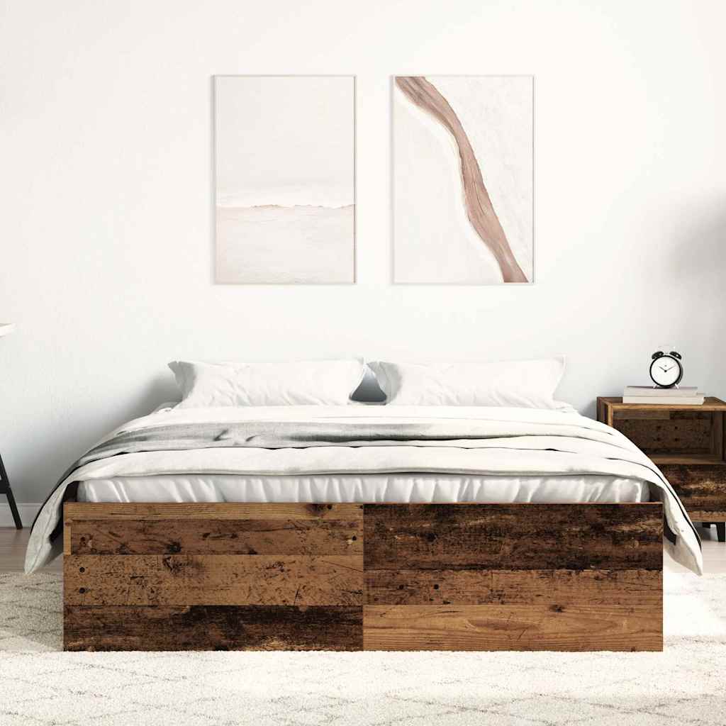 Bettgestell ohne Matratze Altholz-Optik 135x190cm Holzwerkstoff
