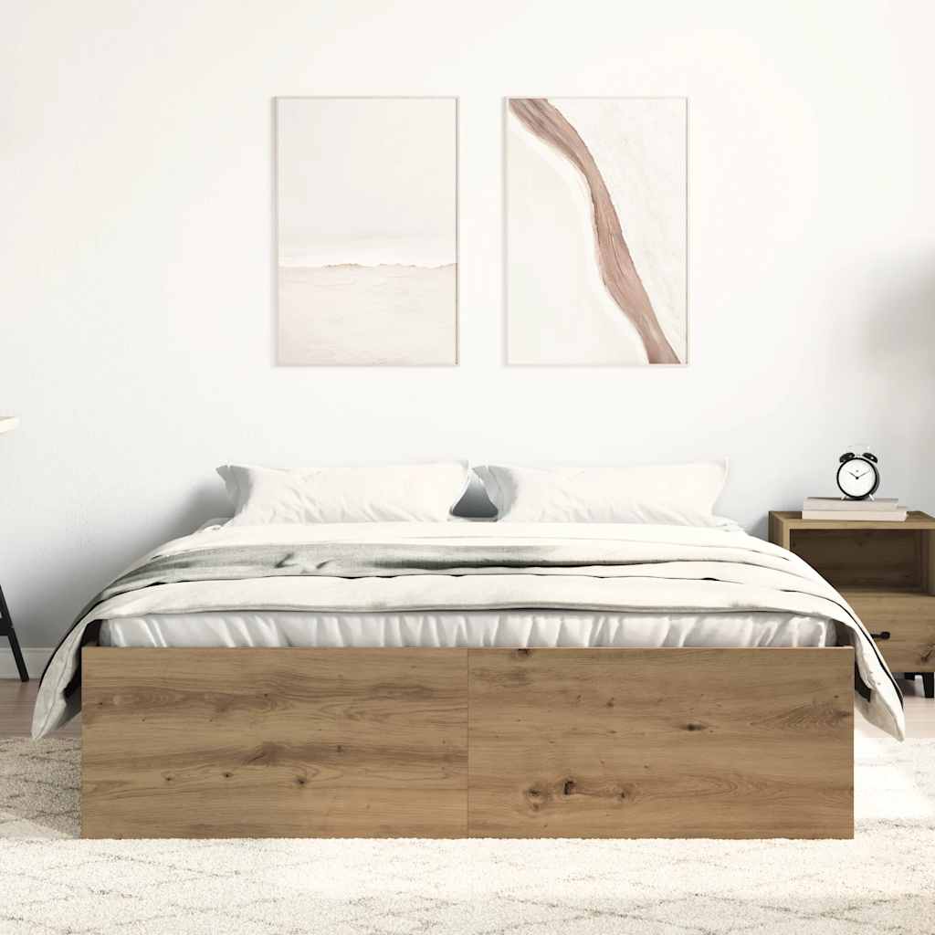 Bettgestell ohne Matratze Artisan-Eiche 135x190cm Holzwerkstoff