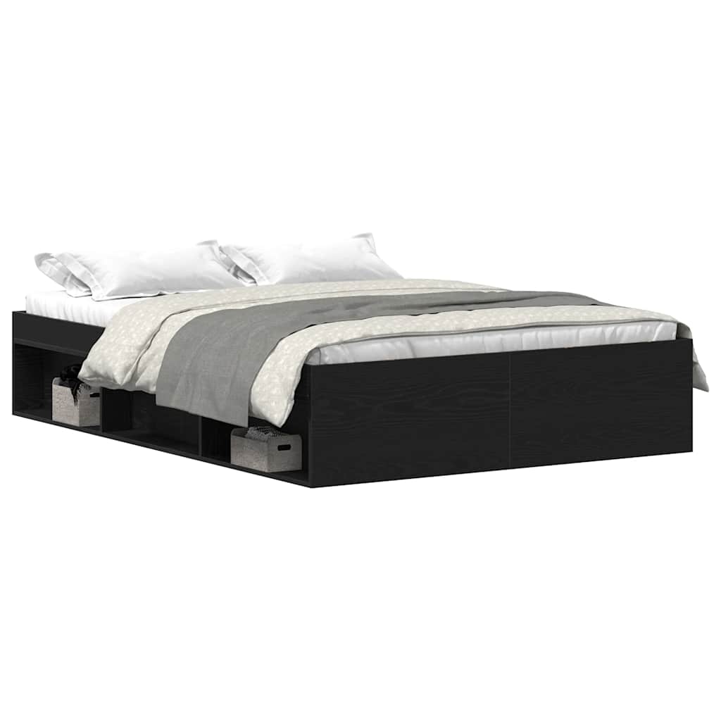 Bettgestell ohne Matratze Schwarz Eichen-Optik 135x190 cm