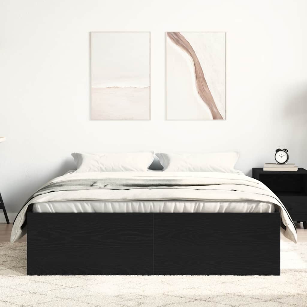 Bettgestell ohne Matratze Schwarz Eichen-Optik 135x190 cm
