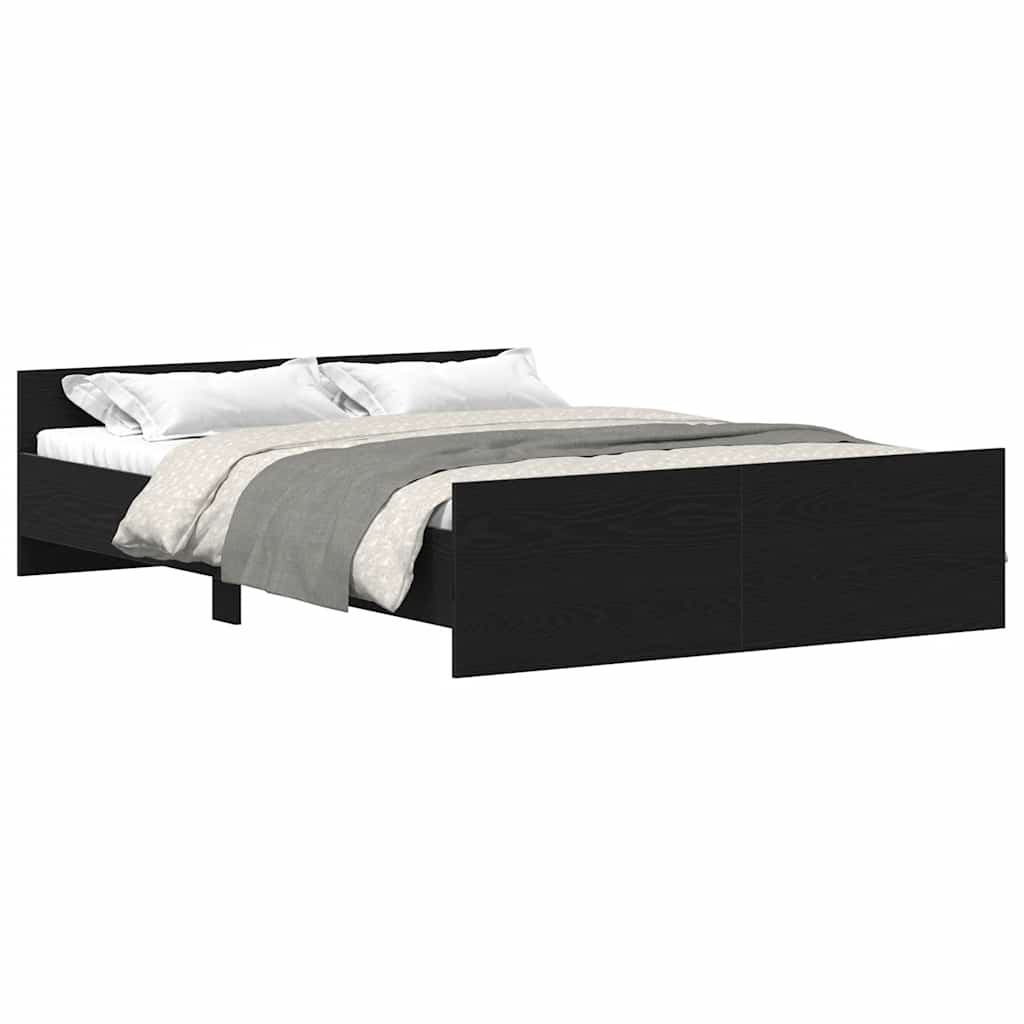 Bettgestell ohne Matratze Schwarz Eichen-Optik 140x200 cm