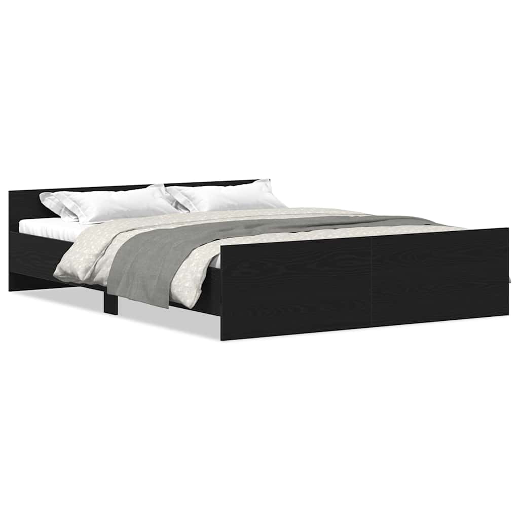 Bettgestell ohne Matratze Schwarz Eichen-Optik 150x200 cm