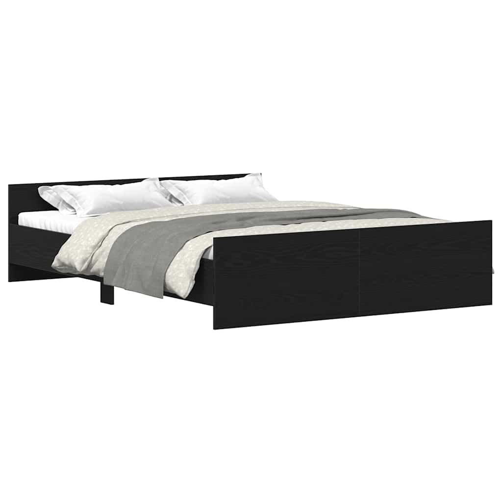 Bettgestell ohne Matratze Schwarz Eichen-Optik 150x200 cm