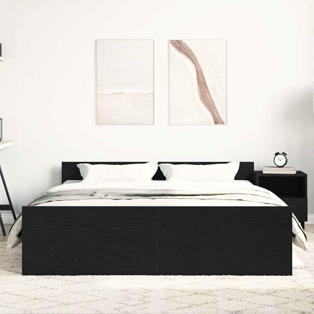 Bettgestell ohne Matratze Schwarz Eichen-Optik 150x200 cm