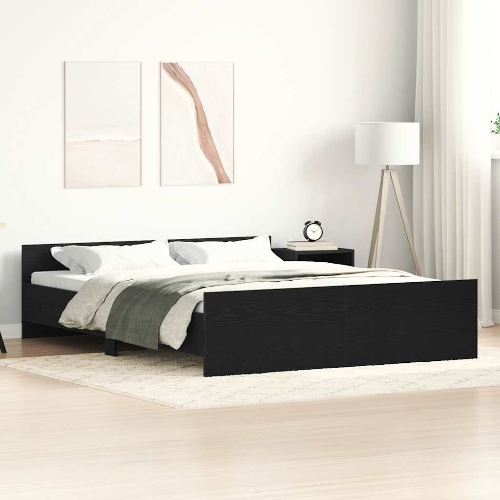 Bettgestell ohne Matratze Schwarz Eichen-Optik 150x200 cm