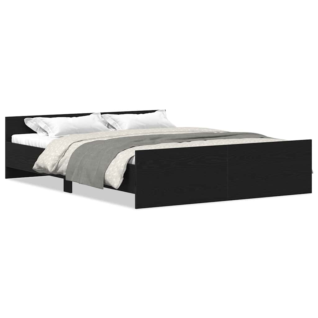 Bettgestell ohne Matratze Schwarz Eichen-Optik 160x200 cm