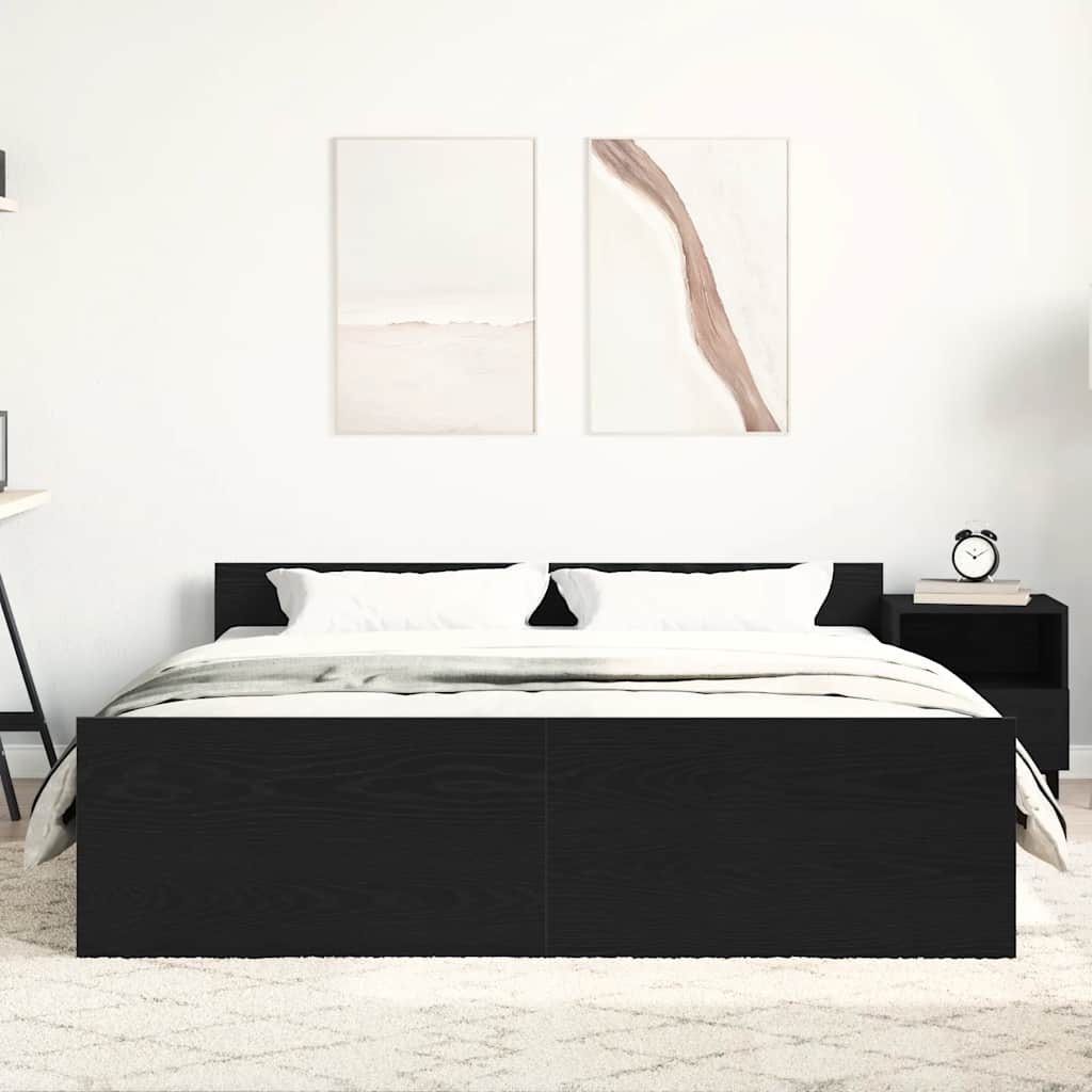 Bettgestell ohne Matratze Schwarz Eichen-Optik 160x200 cm