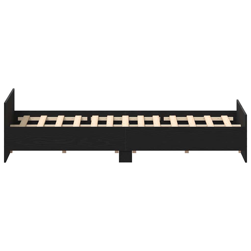 Bettgestell ohne Matratze Schwarz Eichen-Optik 160x200 cm