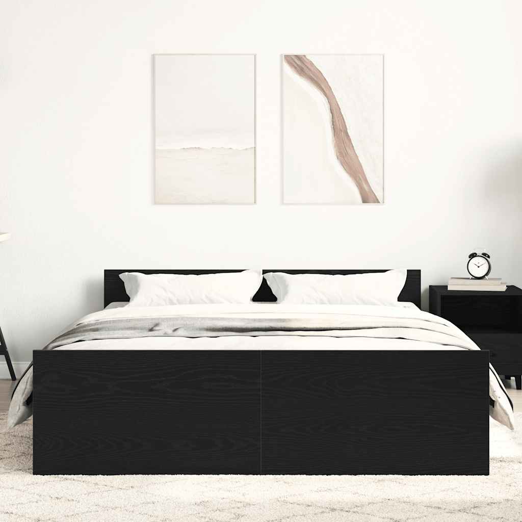Bettgestell ohne Matratze Schwarz Eichen-Optik 120x190 cm