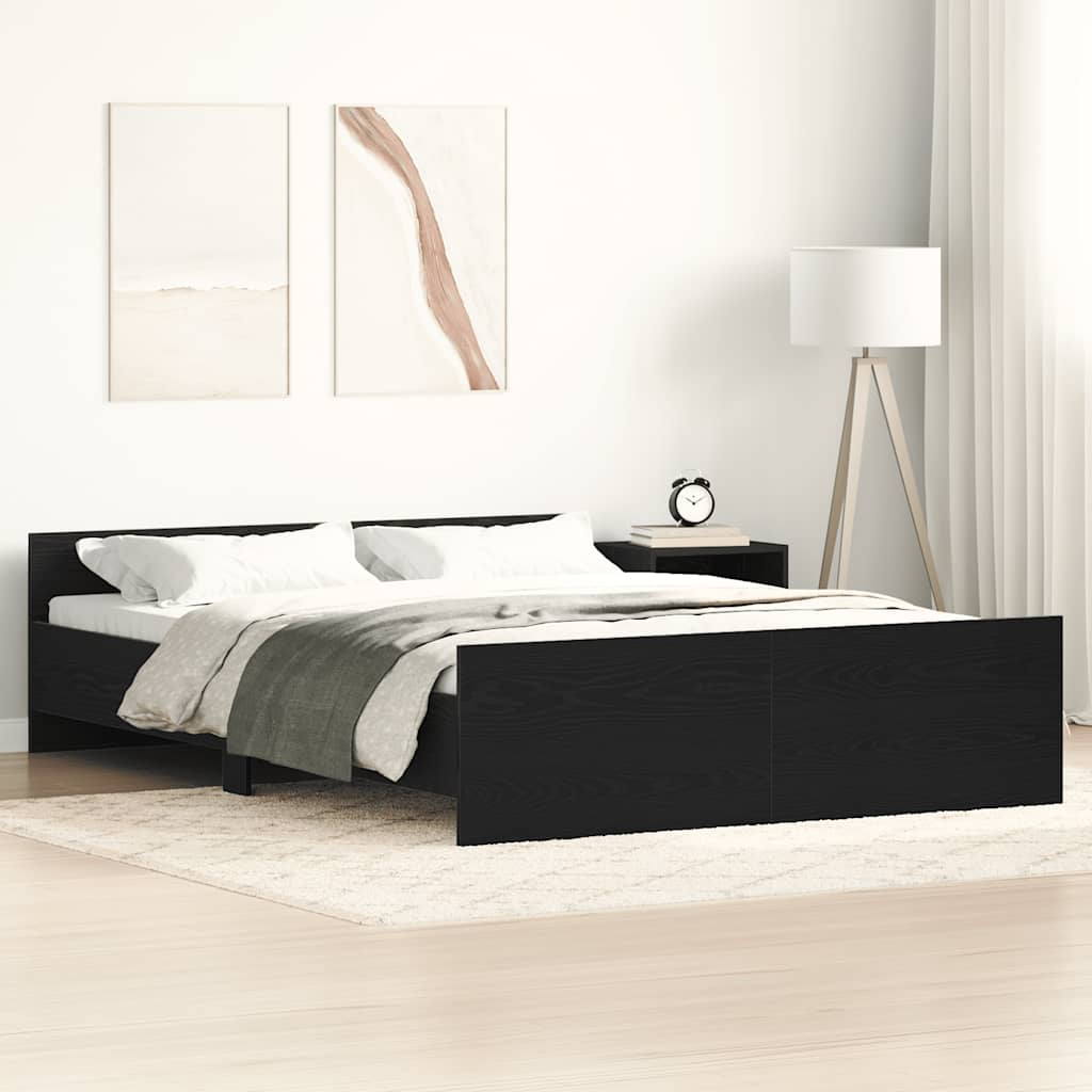 Bettgestell ohne Matratze Schwarz Eichen-Optik 120x190 cm