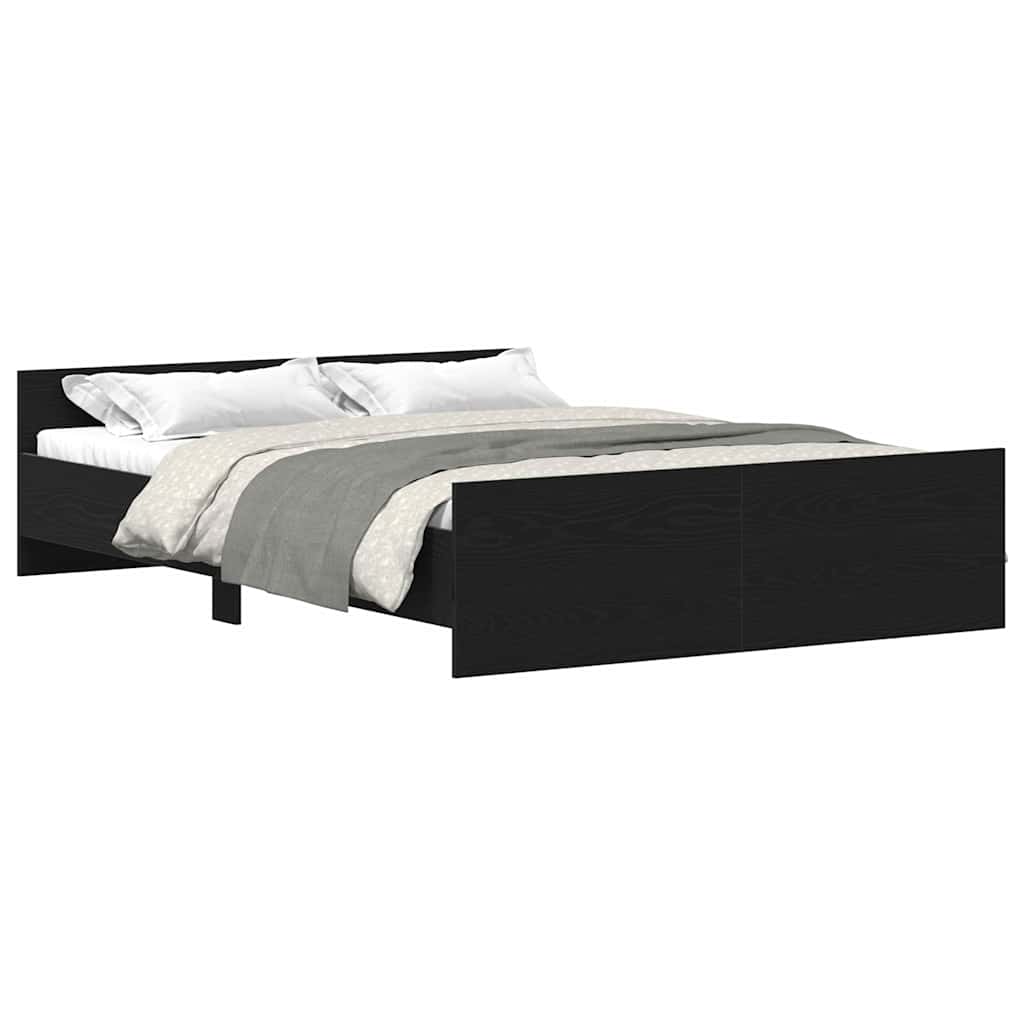 Bettgestell ohne Matratze Schwarz Eichen-Optik 140x190 cm