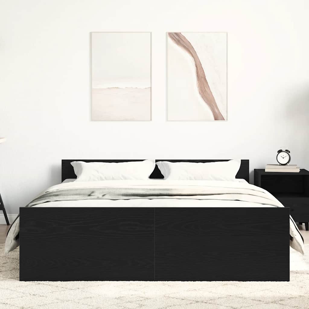 Bettgestell ohne Matratze Schwarz Eichen-Optik 140x190 cm