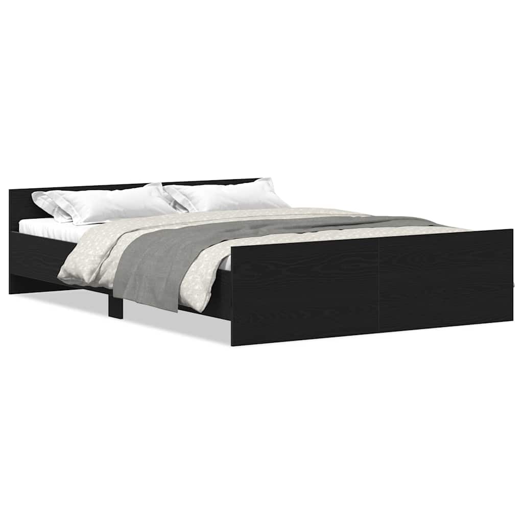 Bettgestell ohne Matratze Schwarz Eichen-Optik 135x190 cm