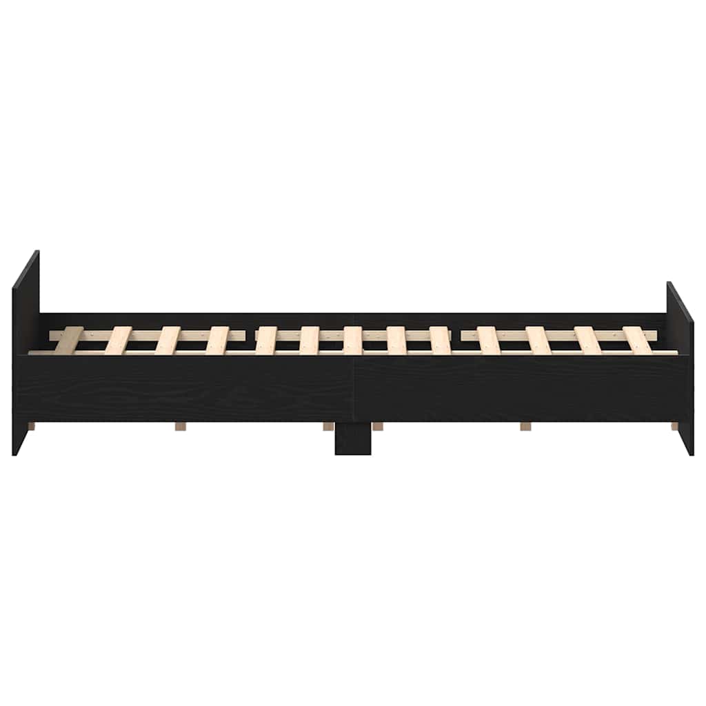 Bettgestell ohne Matratze Schwarz Eichen-Optik 135x190 cm