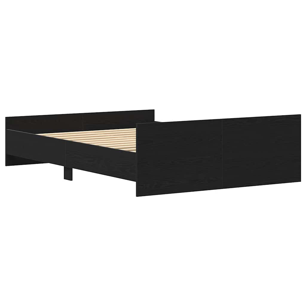Bettgestell ohne Matratze Schwarz Eichen-Optik 135x190 cm