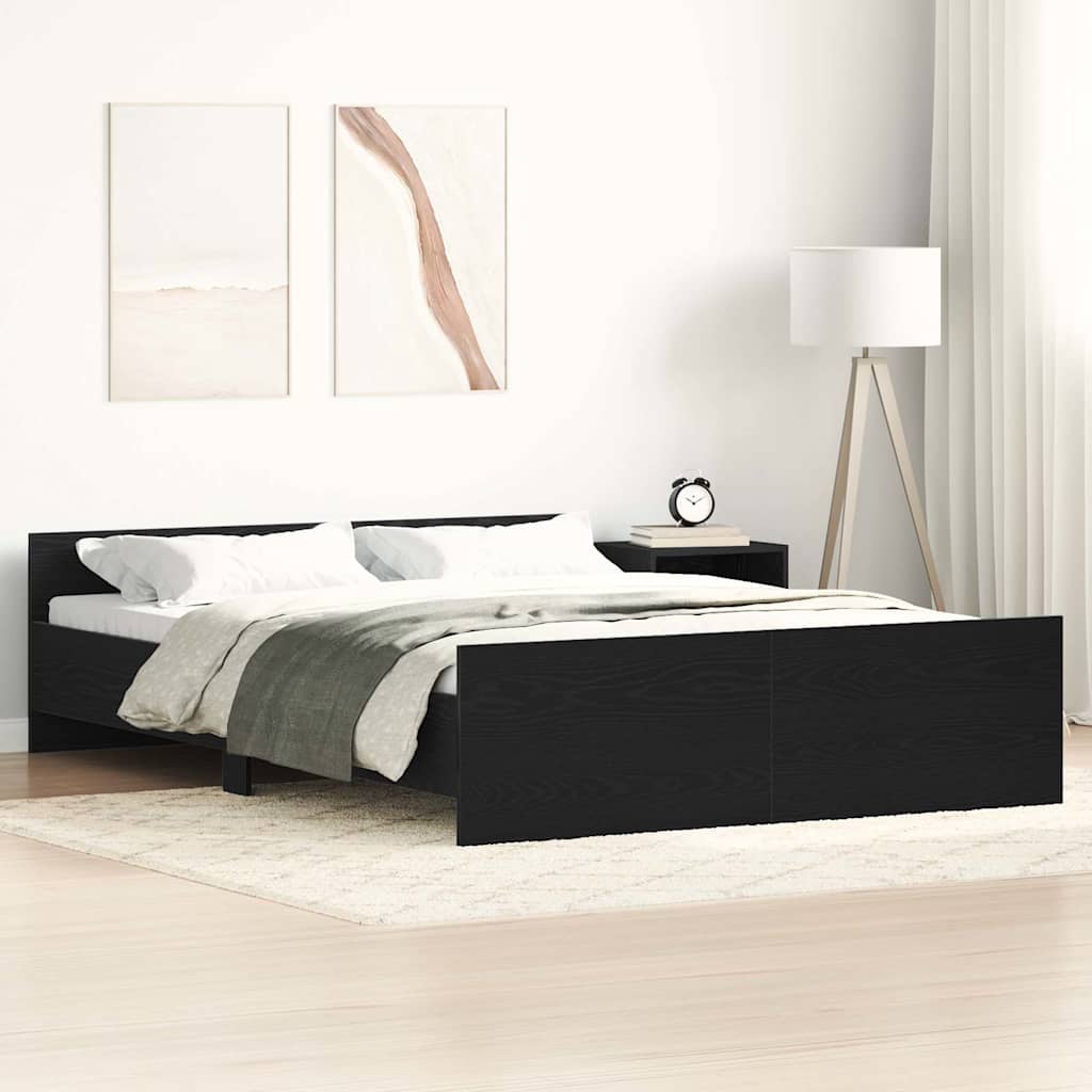 Bettgestell ohne Matratze Schwarz Eichen-Optik 135x190 cm