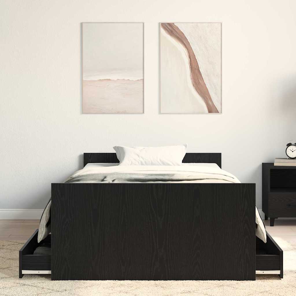 Bettrahmen Schwarz Eichen-Optik 203 x 93 x 50 cm Holzwerkstoff