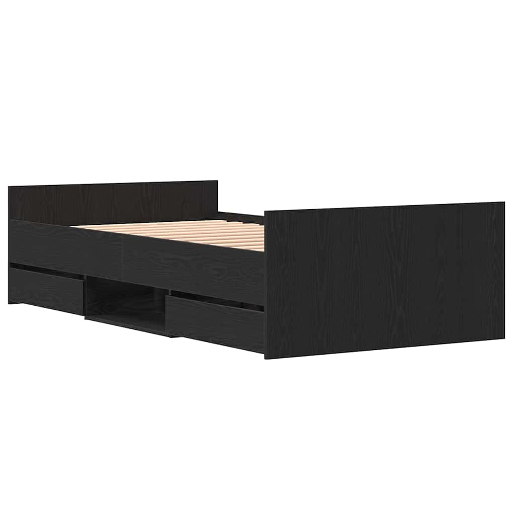 Bettrahmen Schwarz Eichen-Optik 203 x 93 x 50 cm Holzwerkstoff