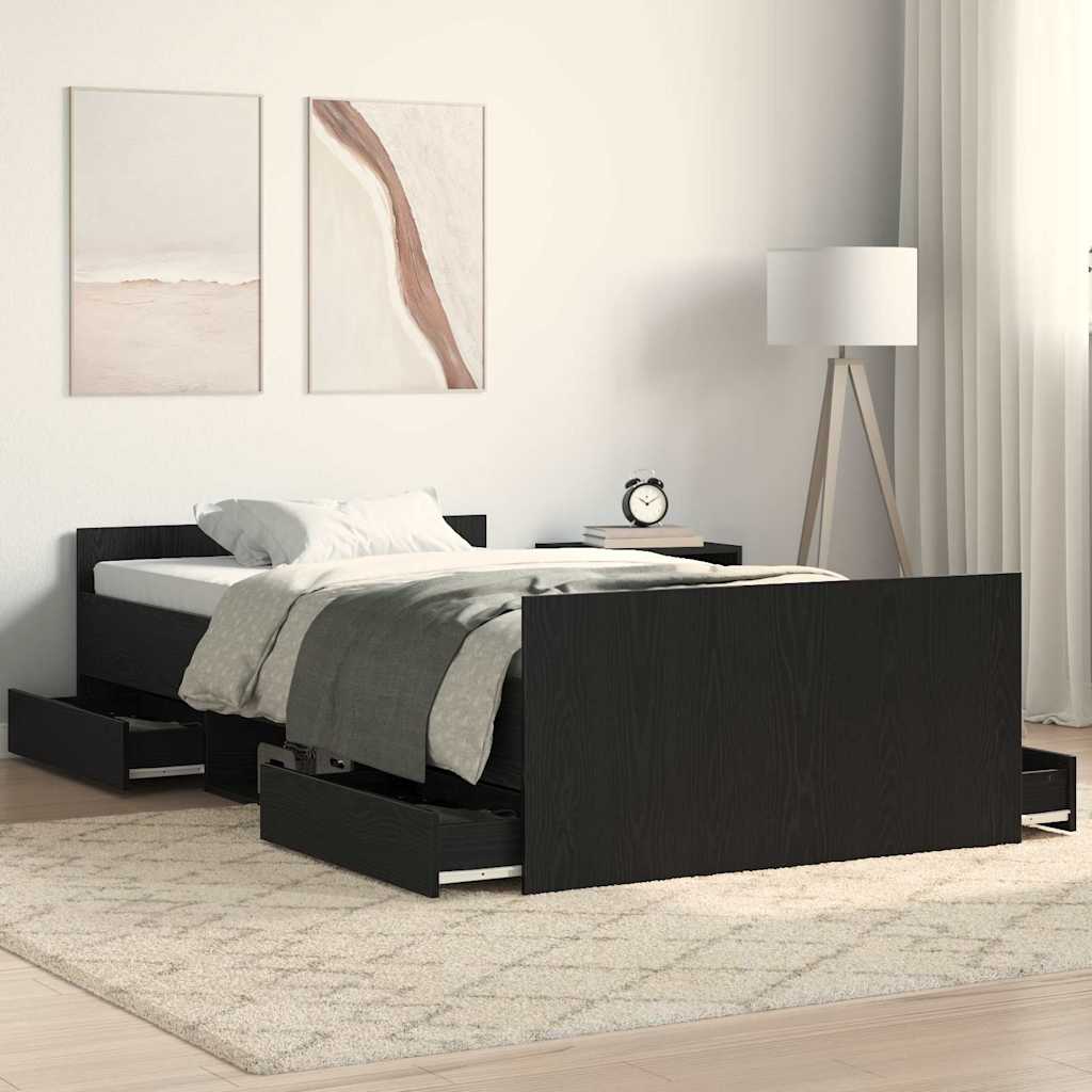 Bettrahmen Schwarz Eichen-Optik 193 x 93 x 50 cm Holzwerkstoff