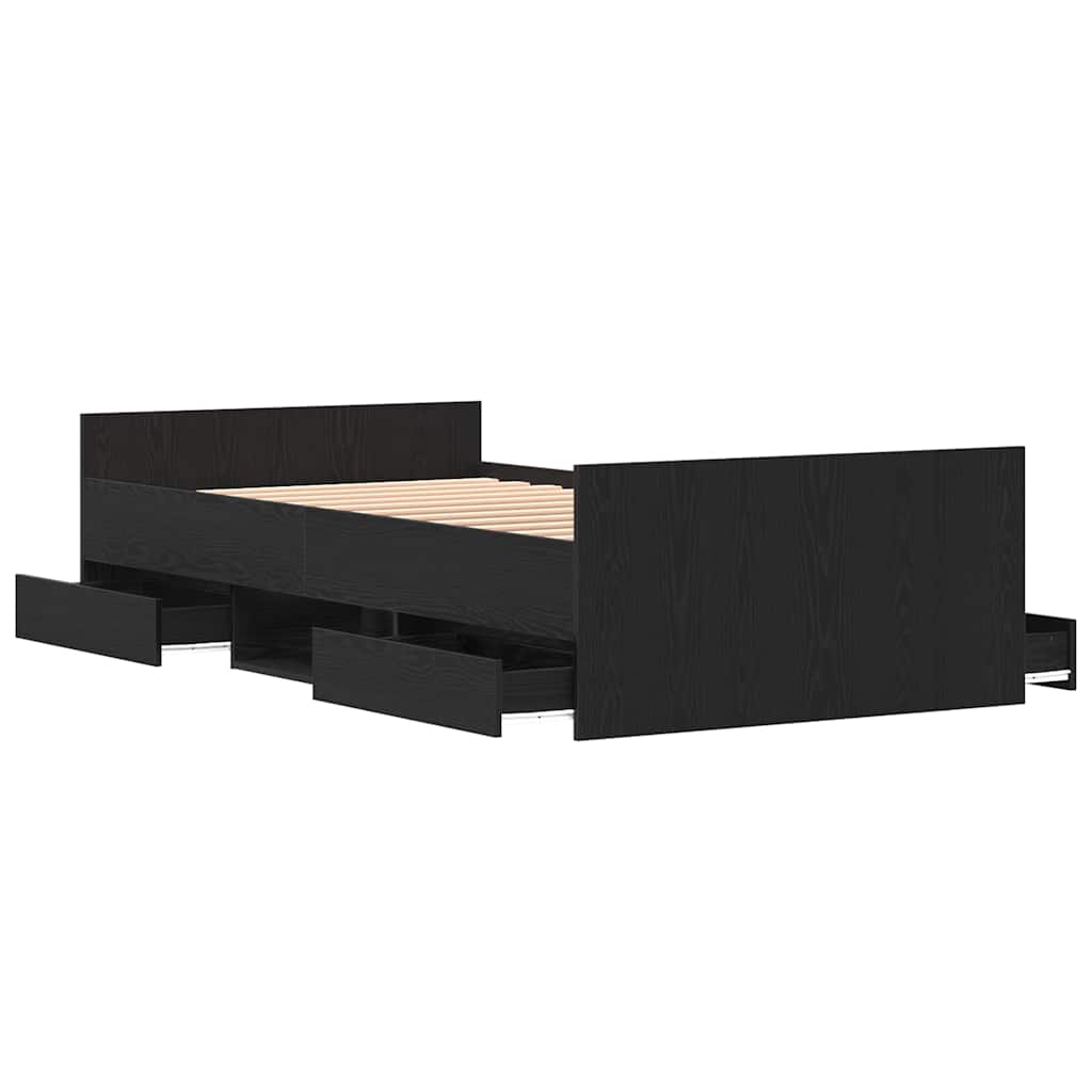 Bettrahmen Schwarz Eichen-Optik 193 x 93 x 50 cm Holzwerkstoff