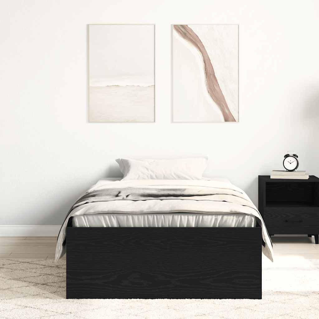 Bettgestell ohne Matratze Schwarz Eichen-Optik 90x200 cm