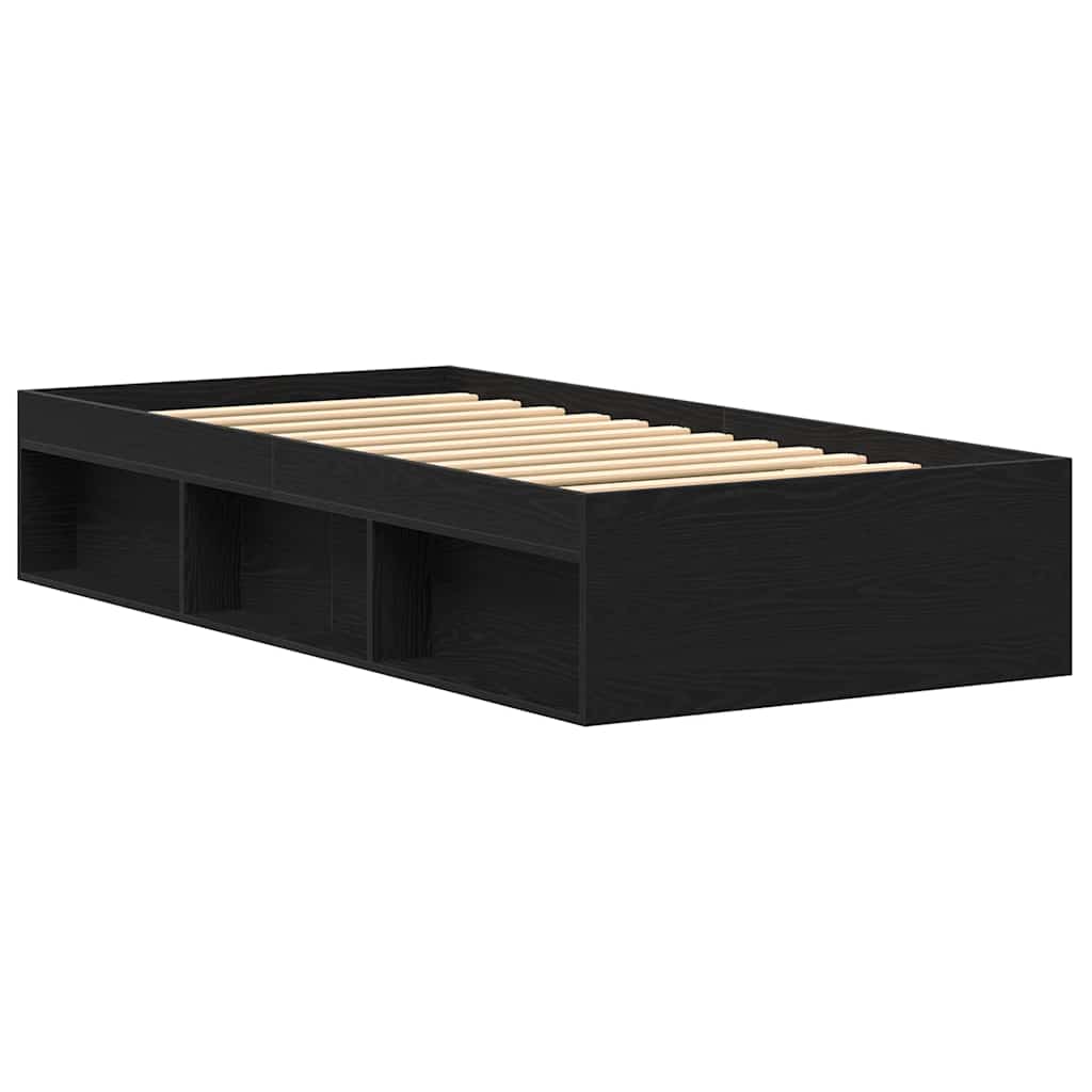 Bettgestell ohne Matratze Schwarz Eichen-Optik 90x200 cm