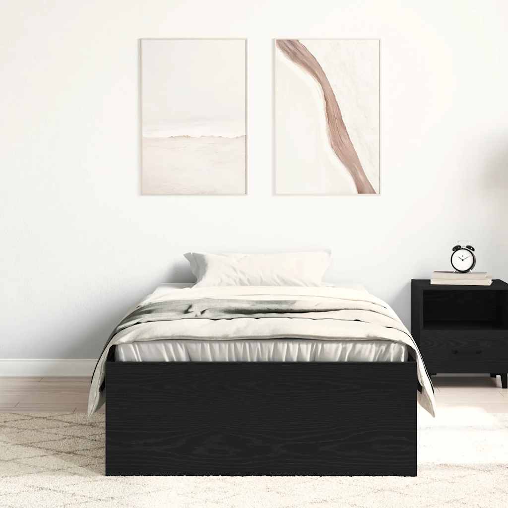 Bettgestell ohne Matratze Schwarz Eichen-Optik 100x200 cm