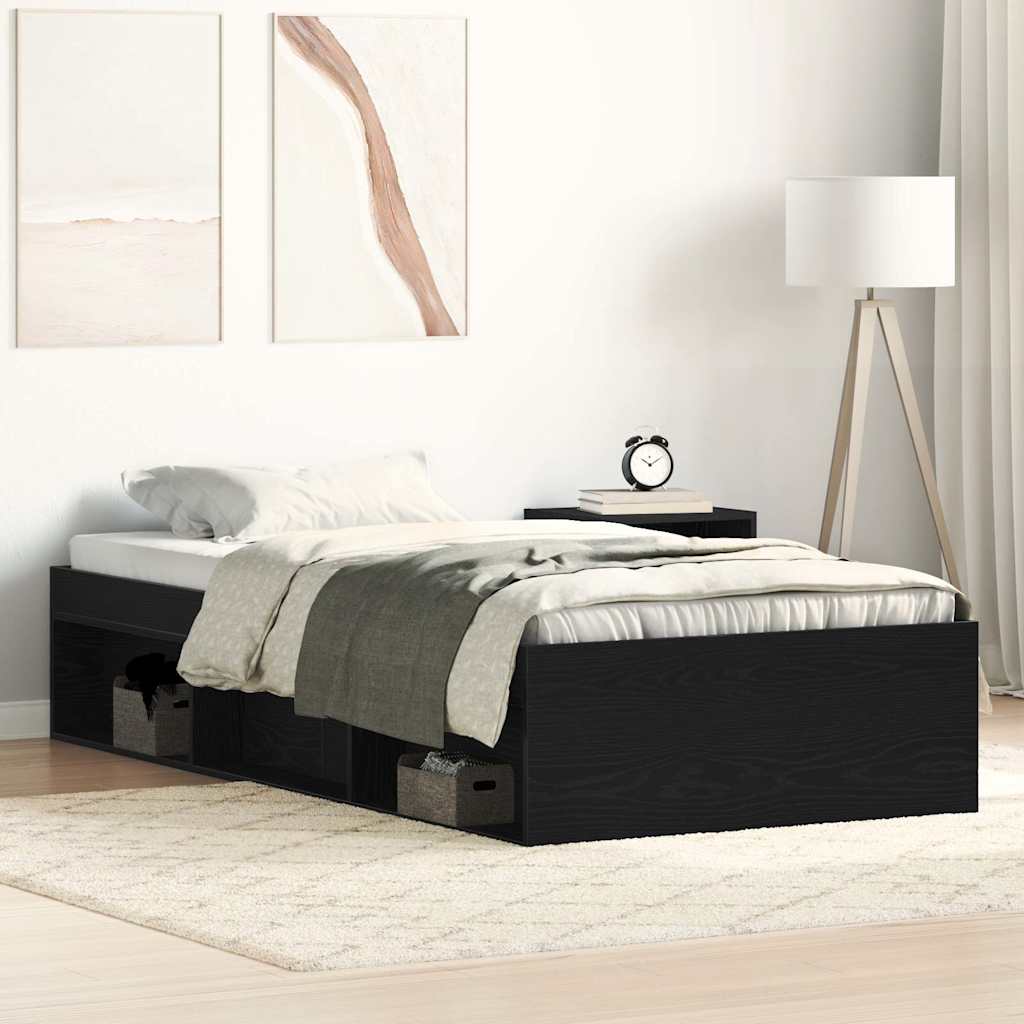Bettgestell ohne Matratze Schwarz Eichen-Optik 100x200 cm
