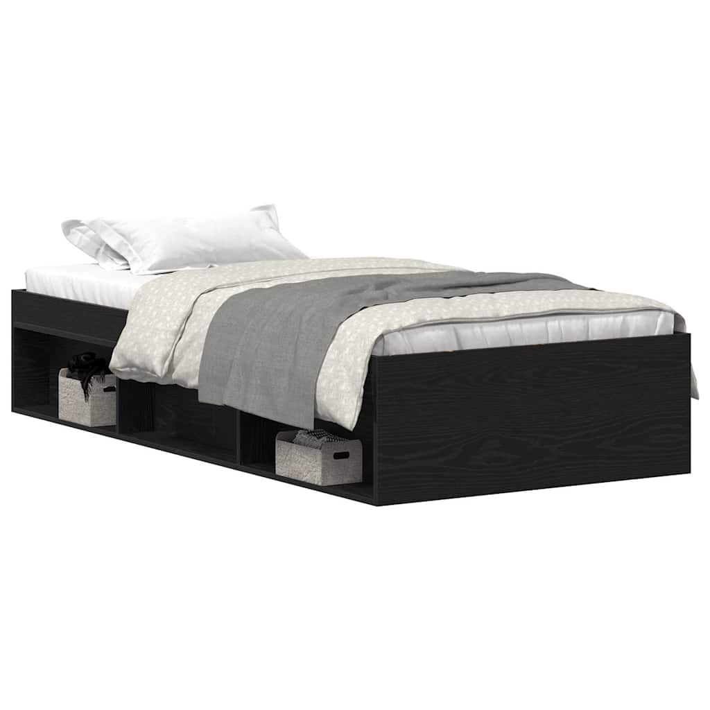 Bettgestell ohne Matratze Schwarz Eichen-Optik 90x190 cm