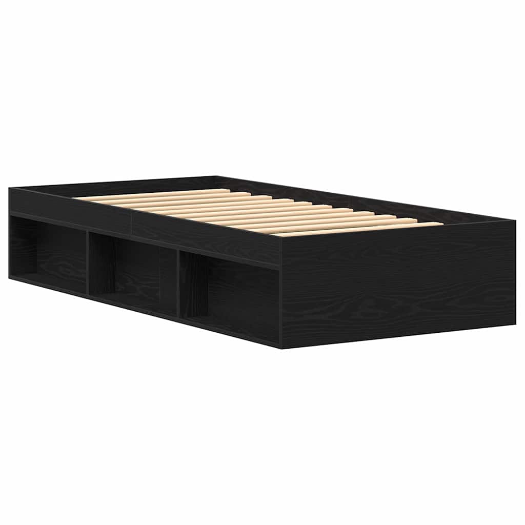 Bettgestell ohne Matratze Schwarz Eichen-Optik 90x190 cm