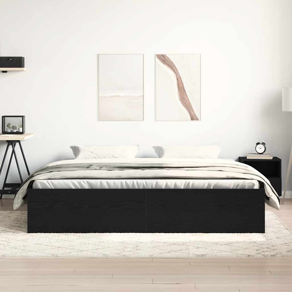Bettgestell ohne Matratze Schwarz Eichen-Optik 200x200 cm