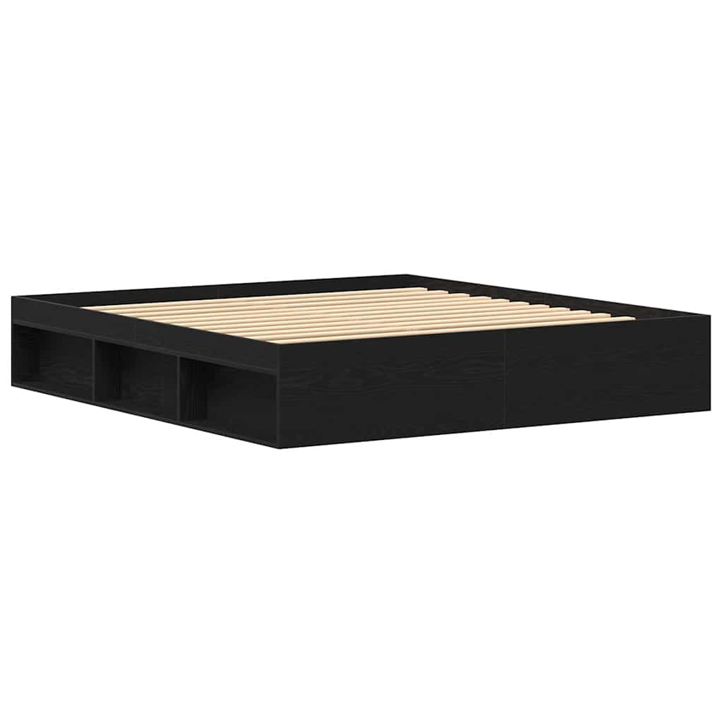 Bettgestell ohne Matratze Schwarz Eichen-Optik 200x200 cm