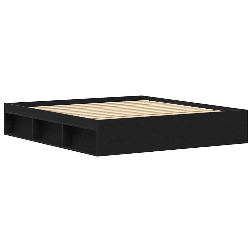 Bettgestell ohne Matratze Schwarz Eichen-Optik 200x200 cm