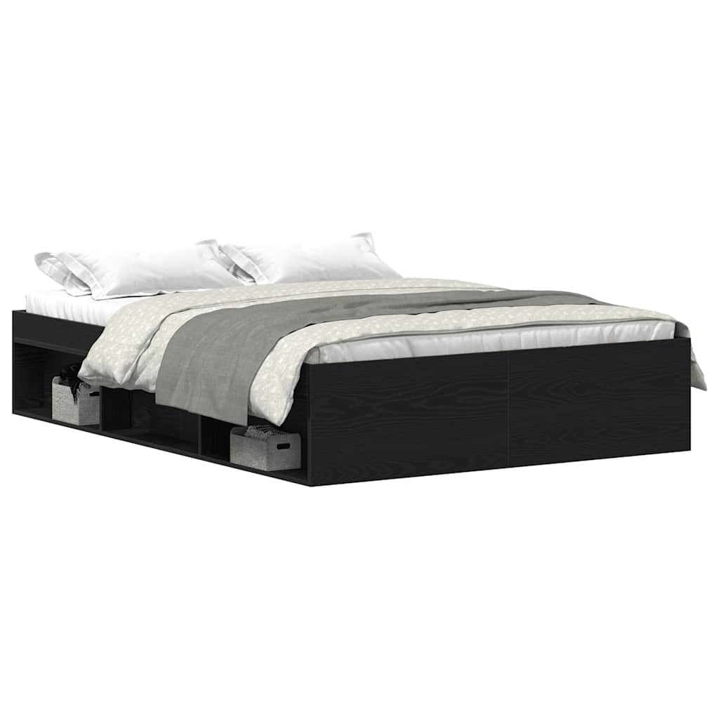 Bettgestell ohne Matratze Schwarz Eichen-Optik 140x190 cm