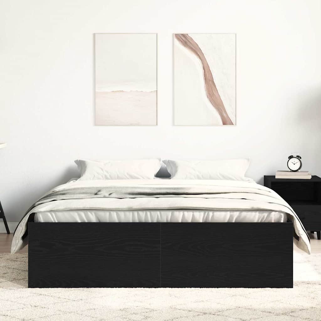 Bettgestell ohne Matratze Schwarz Eichen-Optik 140x190 cm