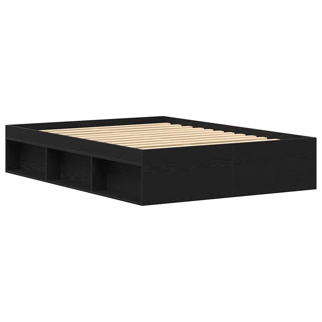 Bettgestell ohne Matratze Schwarz Eichen-Optik 140x190 cm