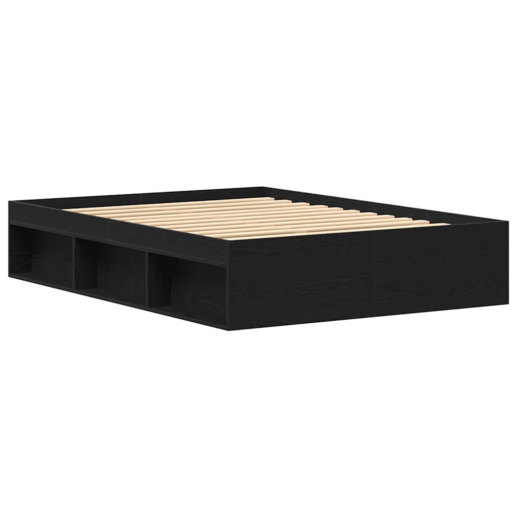Bettgestell ohne Matratze Schwarz Eichen-Optik 140x190 cm