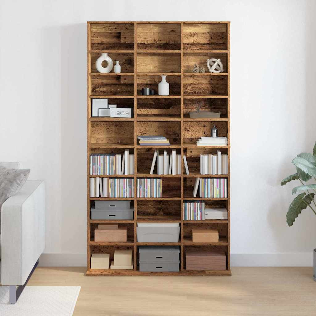 CD-Schrank mit Regal Altholz 101 x 23 x 177,5 cm Holzwerkstoff