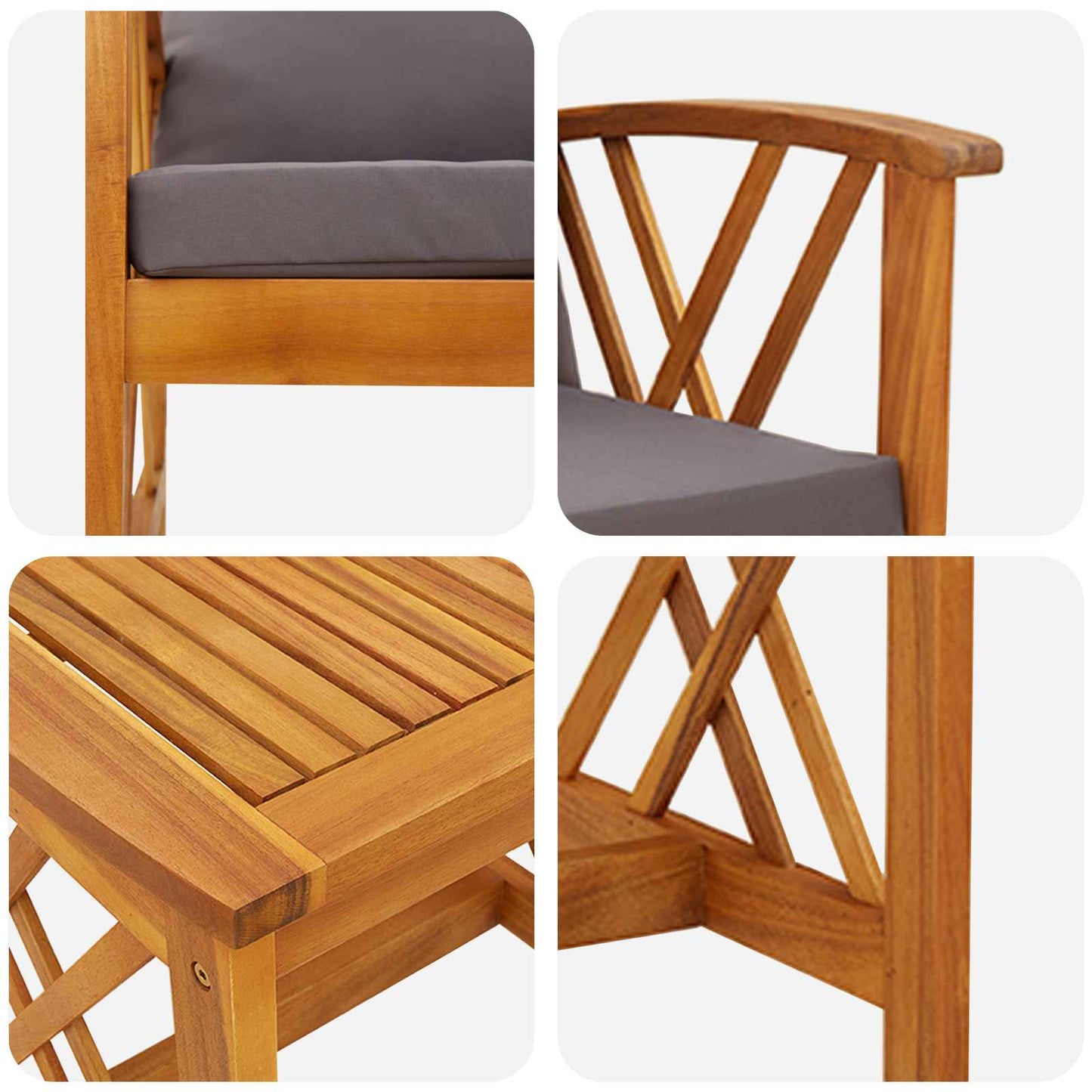 Gartensofa-set 3 stk. Öl-Natur Massivholz Akazie