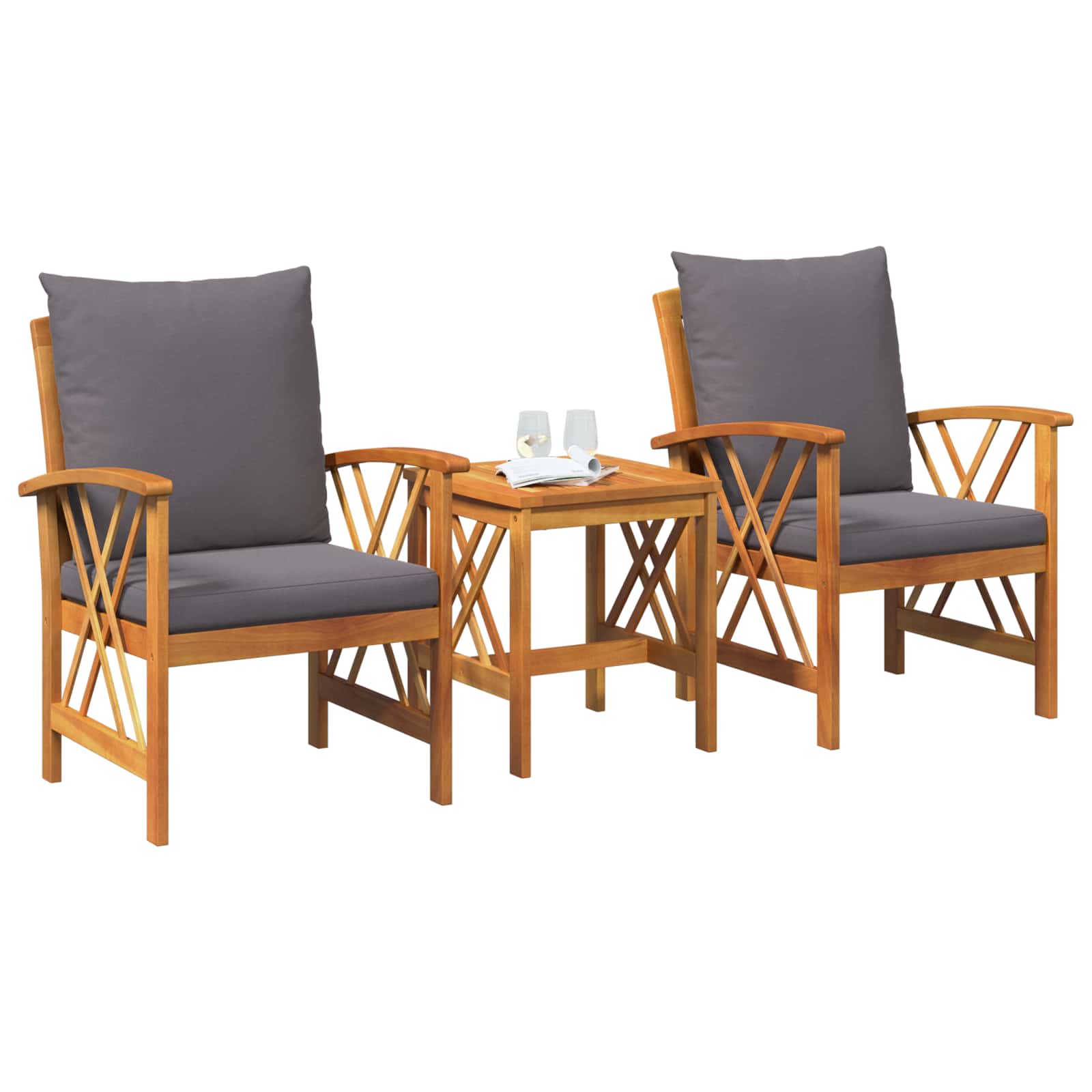 Gartensofa-set 3 stk. Öl-Natur Massivholz Akazie